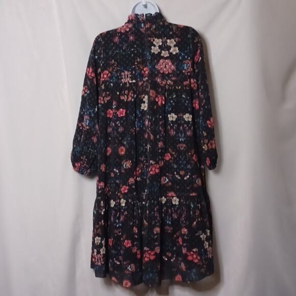 To La Roo Girls Black Floral  Tunic Neck Midi Dress. Size 14 - Picture 14 of 15